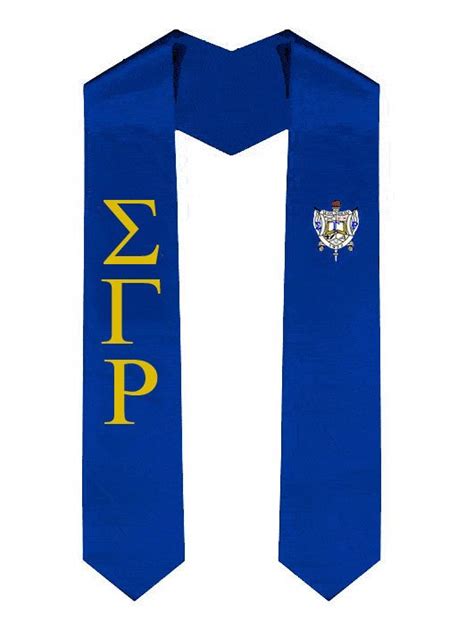 Sigma Gamma Rho Greek Lettered Graduation Sash Stole With Crest Sale