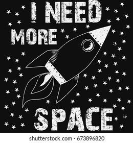 Spaceship Print Design Slogan Vector Illustration Stock Vector Royalty