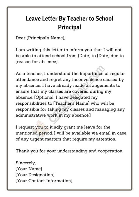 Leave Letter For School Letter Writing Examples Application Letter