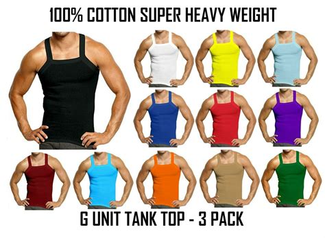 3 6 Packs Men S G Unit Style Cotton Tank Tops Square Cut Muscle Rib A Shirts Assorted Colors 3