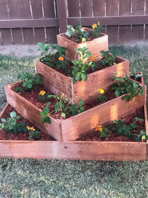 My Cedar Fence Tiered Strawberry Raised Bed Made By Yours Trulyim