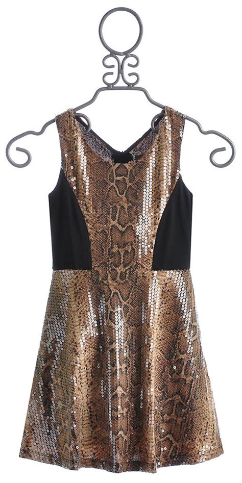 Elisa B Sequin Tween Party Dress In Animal Print Girls Special