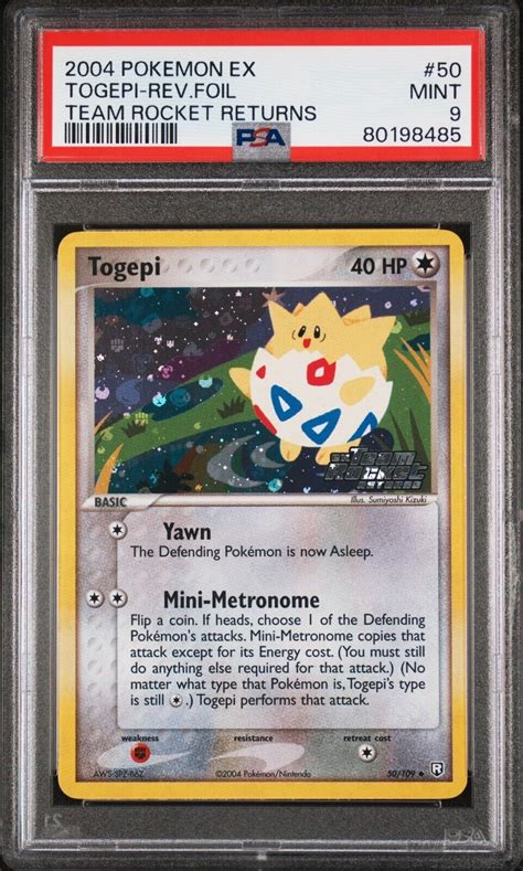 Togepi 2004 EX Team Rocket Returns 050 109 Reverse Holo PSA 9 Price