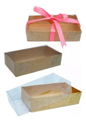 25 Cajas Kraft Natural Tapa Transparente 12x6x3 Cms Mod 1604 MercadoLibre