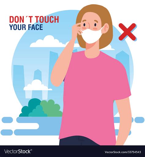 Do Not Touch Your Face Woman Using Mask Royalty Free Vector