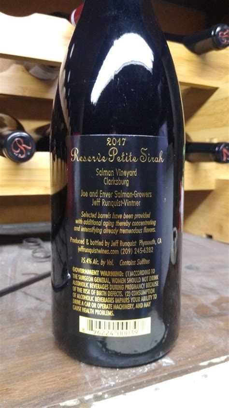 Jeff Runquist Petite Sirah Reserve Usa California Central