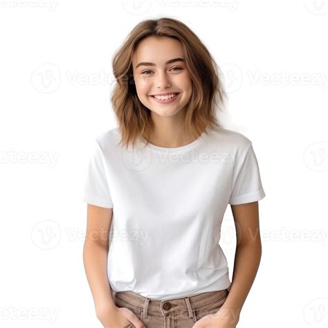 Young Woman In White T Shirt Isolated 27729268 Png