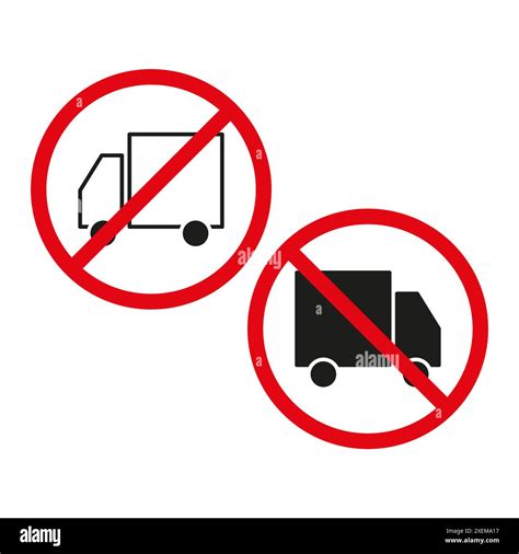 No Trucks Icon Red Prohibition Circle Black And White Truck Symbols