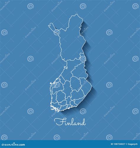 Mapa De La Regi N De Finlandia Azul Con El Esquema Blanco Y