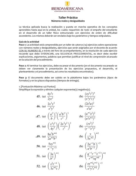 Actividad Calculo Taller Prctico N Meros Reales Y Desigualdades