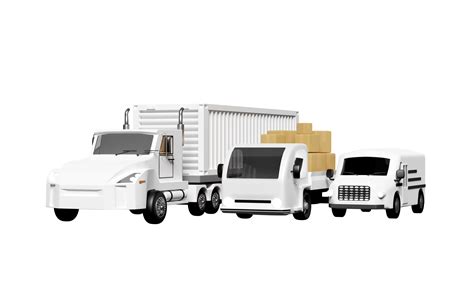 D Land Transport Concept Worldwide Shipping With Truck Delivery Van