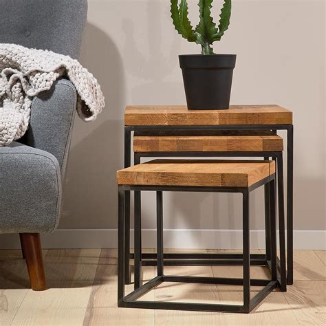 Calia Nest Of Side Tables Oak Side Table Nesting Tables Furnish