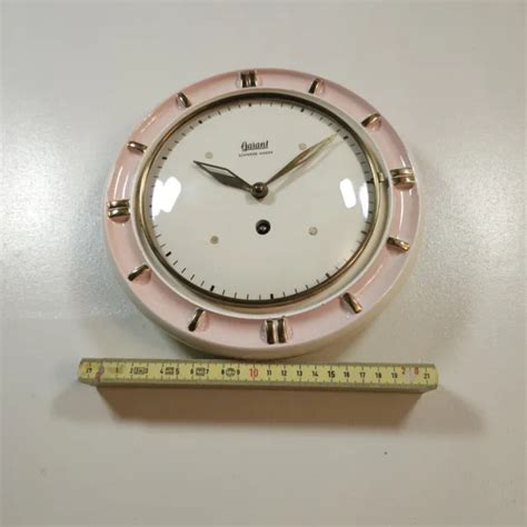 MECHANISCHE GARANT ART Deco Wanduhr Weiß Rosa Gold 40er 50er Jahre