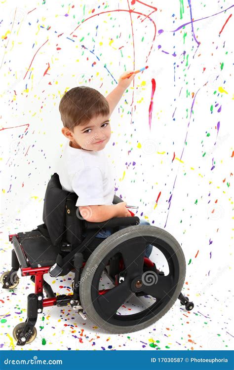 Boy Child Painting Wheelchair Disability Stock Image Image Of Defect