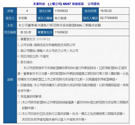 力拚歐盟認證！高端公告將申請以免疫橋接進行ema三期試驗 風傳媒