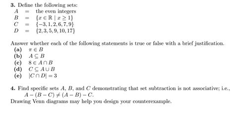 Solved 3 Define The Following Sets A The Even Integers B