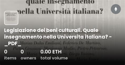 Legislazione Dei Beni Culturali Quale Insegnamento Nella Universita