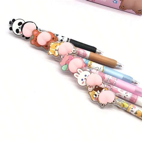 Pcsrandom Style Kawaii Soft Butt Gel Pens Cute Cartoon Neutral Pens