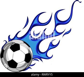 Illustration or drawing of a soccer ball with fire flames and a Stock ...