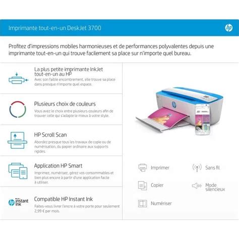 HP DeskJet Imprimante Tout En Un 3762 Couleur Imprimante Pour