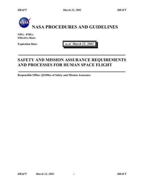 Nasa Procedures And Guidelines Npg