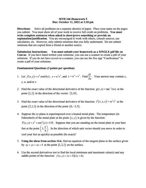 Solved MTH 246 Homework 5 Due October 11 2022 At 3 20pm Chegg