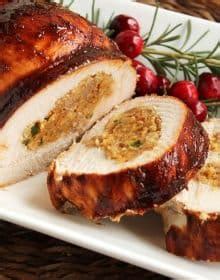 Spicy Cornbread And Sausage Stuffed Turkey Roulade With Cranberry