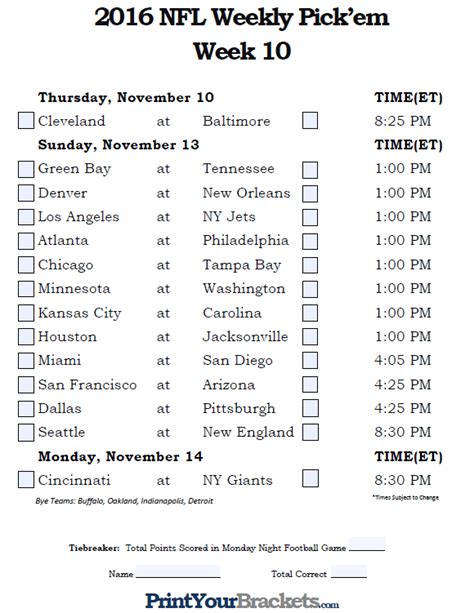 Free Printable Nfl Pick Em Sheets Printable Calendars At A Glance