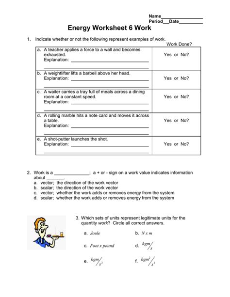 Work And Energy Worksheet Answers