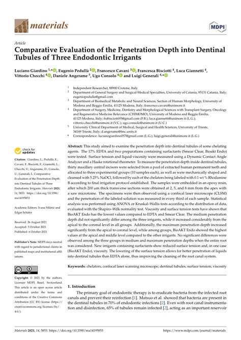 PDF Comparative Evaluation Of The Penetration Depth Into Dentinal