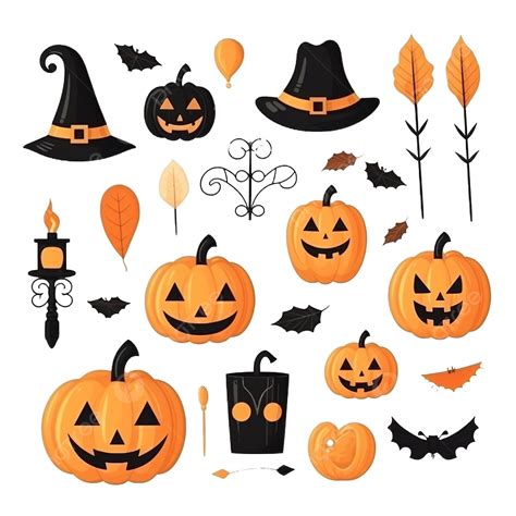 Set Of Isolated Halloween Elements Vector Illustration Eps Pumpkin Halloween Halloween