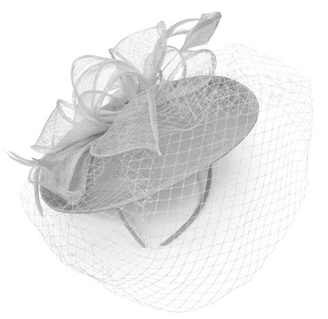 Caprilite Medium Saucer Sinamay Silver Grey Birdcage Veil Etsy