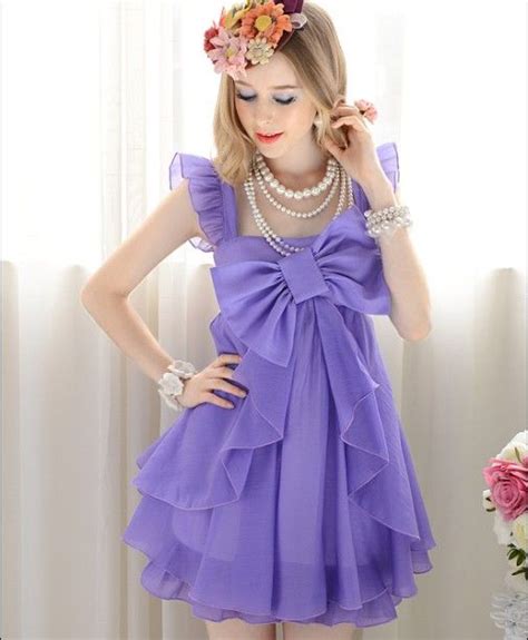 Purple Ruffle Bow Dress Designer Dresses Womens Fashion Dresses