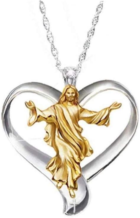 Forma Jesús Colgante Collar Corazón Gargantilla Cristiano Oración