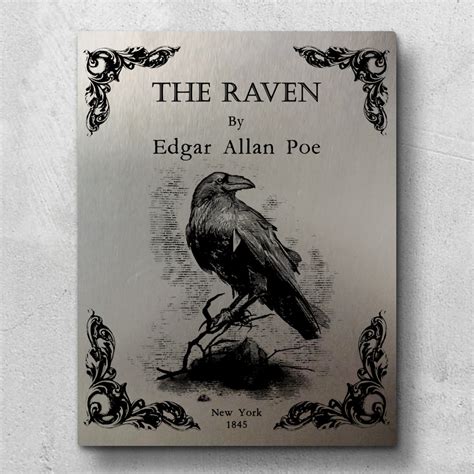 The Raven by Edgar Allan Poe wall art metal panel. Literary Wall art w ...