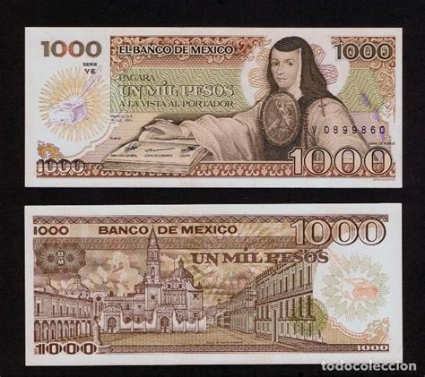 Hacer taquigrafía artería billete de 1000 pesos mexicanos 1985 cera