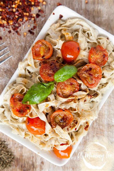 Basil Tagliatelle With Fiery Cherry Tomatoes A Mummy Too