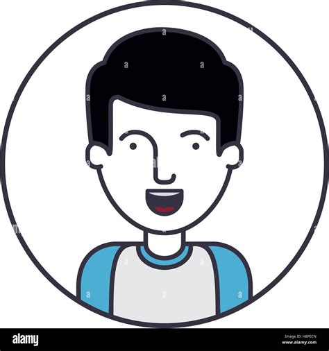 Man Cartoon Inside Circle Icon Male Avatar Person Human And People