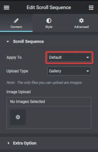 Scroll Sequence Elementor Widget Settings Overview The Plus Addons