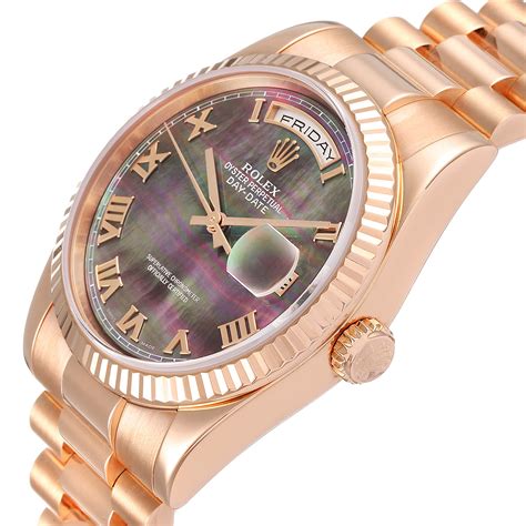 Rolex President Day Date Everose Gold Mop Dial Mens Watch Box