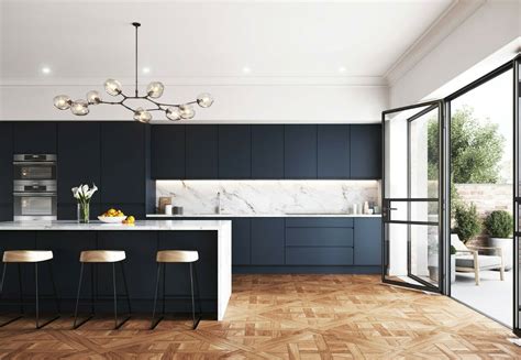 Lucente Matt Indigo Dark Blue Handleless Kitchen Doors Drawer Fronts