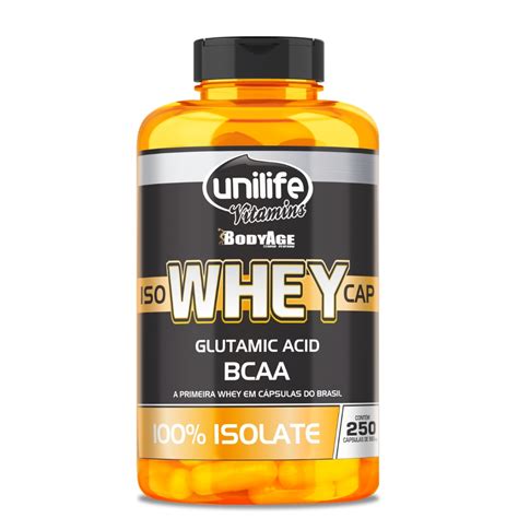 Whey Protein Isolado 250 cápsulas 550mg Unilife Linha Saúde