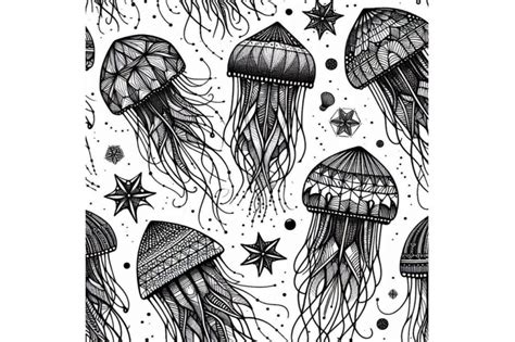 Hand Drawn Vector Jellyfish Sea By Dianaxstoyanova TheHungryJPEG