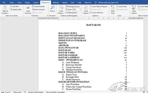 Cara Membuat Daftar Isi Skripsi Otomatis Di Word Matamu