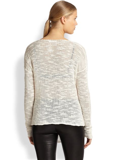 Helmut Lang Slub Silk Knit Sweater In White Lyst