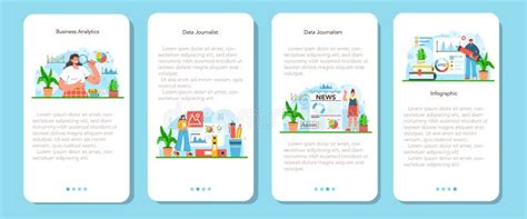 Data Journalism Or Data Driven Journalism Mobile Application Banner Set