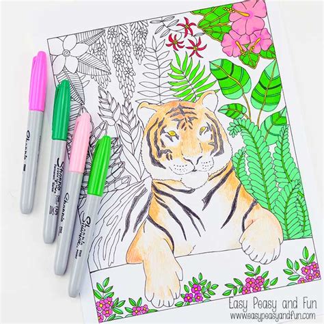 Tiger Coloring Page for Grown Ups - Easy Peasy and Fun