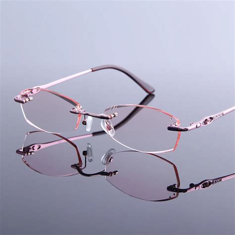 Buy Fashion Women Diamond Trimmed Reading Glasses Rimless Prescription