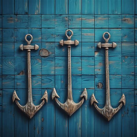 Premium Photo Nautical Vibes Anchors On Wooden Blue Wall