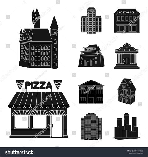 Bitmap Illustration Building City Icon Collection Stock Illustration